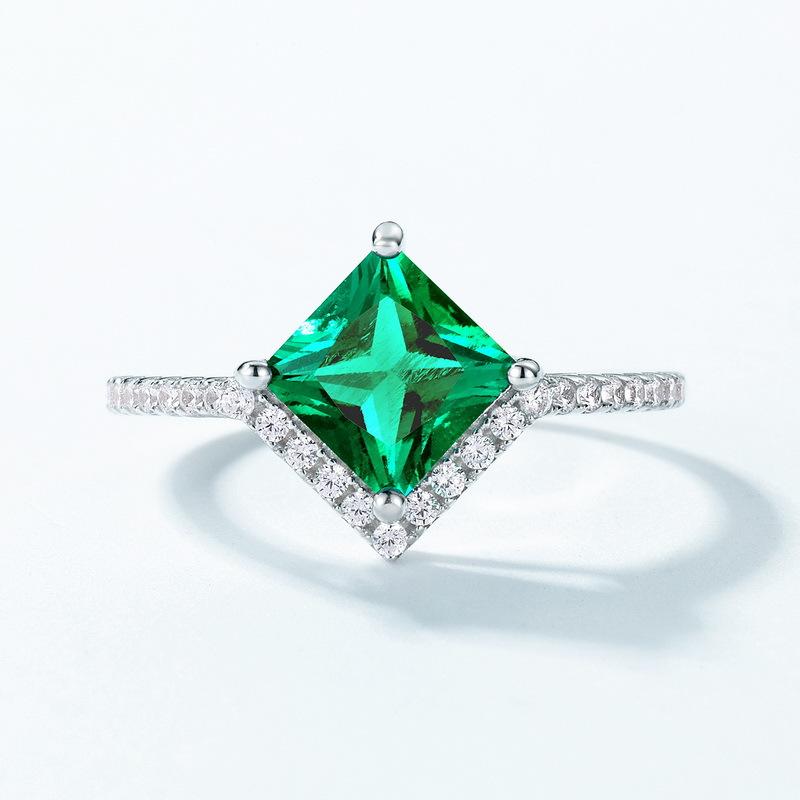 MuShan Brand Jewelry 925 Sterling Silver Ring Lab Grown emerald Oval Wedding Gift for Women 18K Gold Plated Anniversary Rings