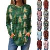 Tee Shirts For Women Casual Round Neck Long Sleeve Shirts Christmas Printing Top Pullover