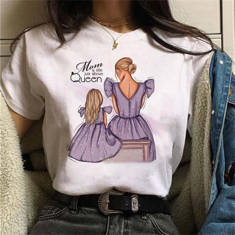 Spring Summer New Mother's Day Theme Large Size Women's Simple Cartoon Casual T-shirt Women Oversized T Shirt Tops