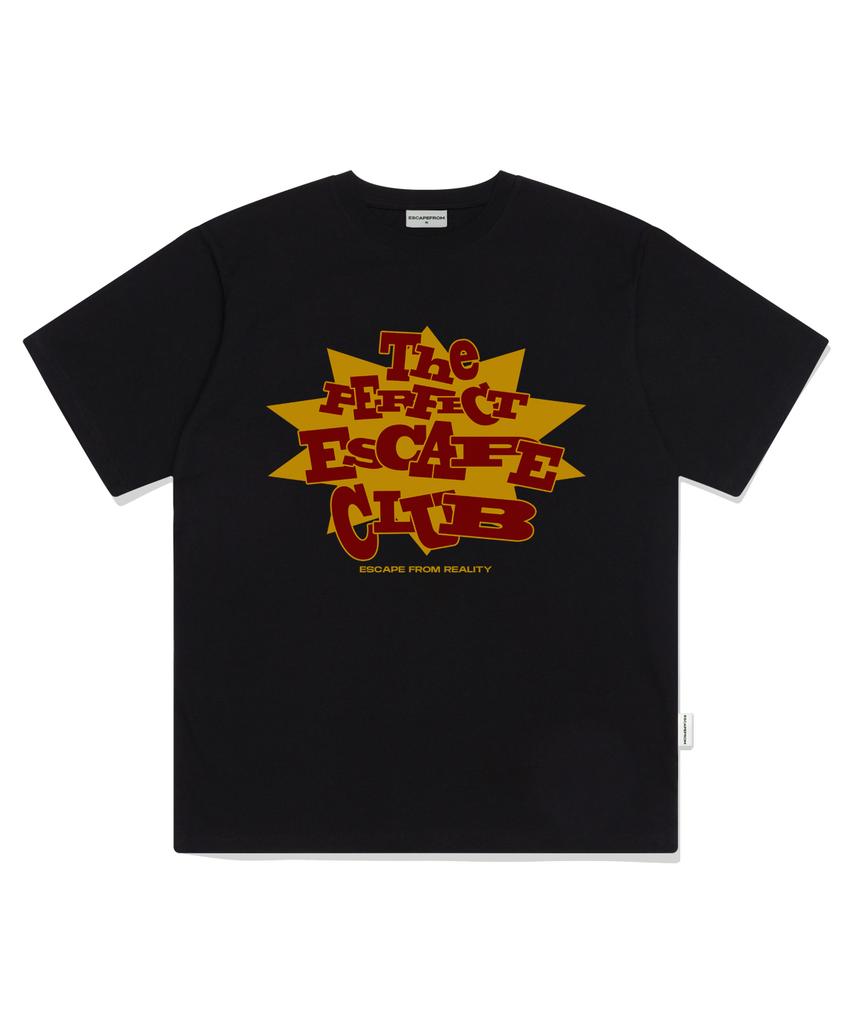 ESCAPEFROM Yellow The Perfect Escape Club Print Oversized Short Sleeve T-Shirt Black