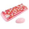 USB Wireless Keyboard and Mouse with Multicolor Round Keycaps and Cute Compatible with Laptops and PCs 84 2.4G Typewriter-Style Candy-Colored Keycaps,