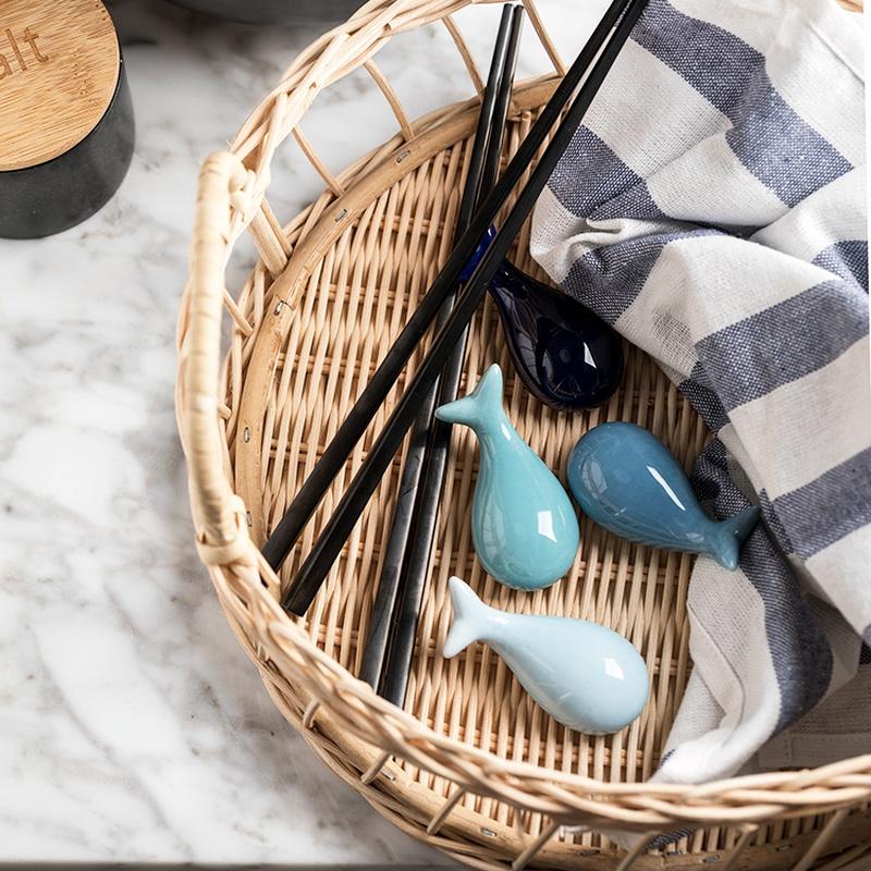 4 шт./компл., японский керамический держатель для палочек для еды, креативная форма кита, палочки для еды, уход за ложкой, подставка, подставка для кухонной посуды, украшение