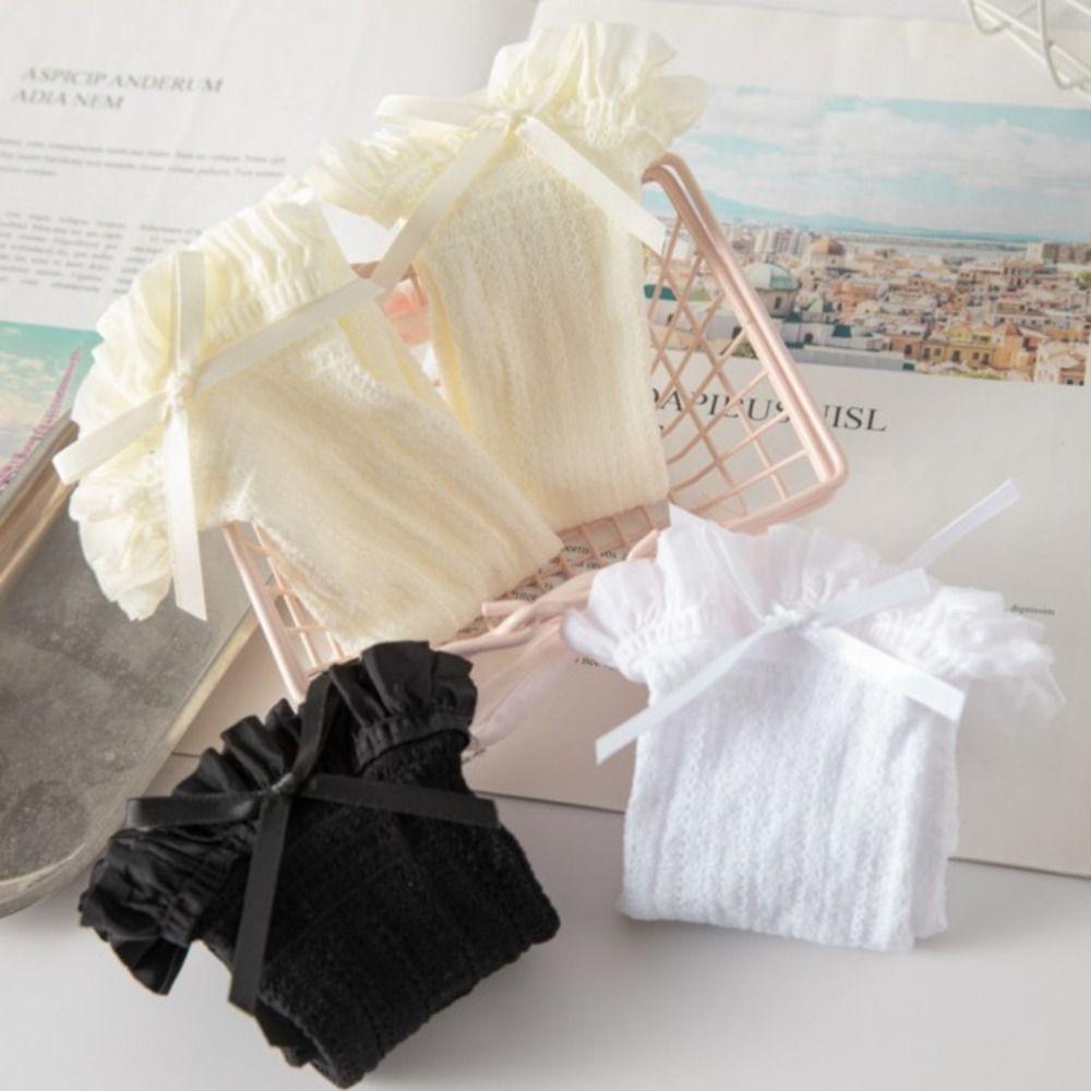 Ультратонкие Черные Кружевные Носки Y2K До Колена Японский Стиль Бант Женские Носки Девочки