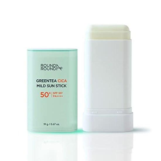 ROUND AROUND Зеленый Чай CICA Мягкий Стикер SPF50+ PA++++