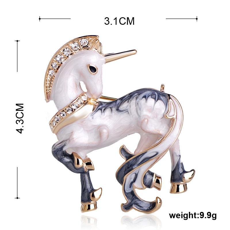 Newest White Horse Shape Brooch Gold Color Texture Enamel Brooches For Men Boys Coat Collar Sweater Animal Jewelry Pins