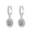 S925 Sterling Silver Earrings for Women, Oval Bag Group, Moissanite Ear Buckle, Plated Pt950 Gold Ear Jewelry