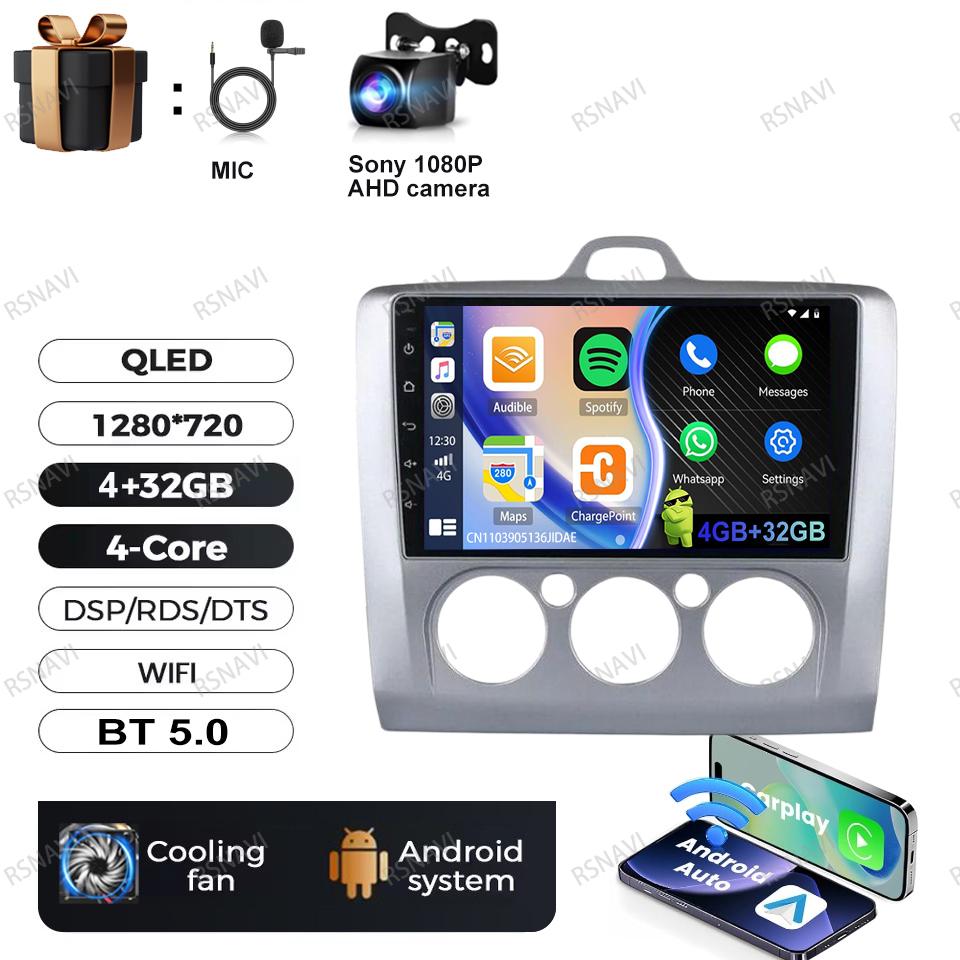 Android 16 Video Player For Ford Focus 2 Mk 2 2004 - 2011 Multimedia Car Radio Audio Auto 5G WIFI Carplay RDS BT Head Unit GPS