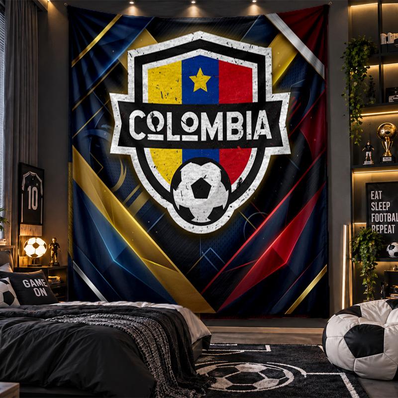 Wall Hanging Tapestry Colombia Football Print Cloth for Living Room Bedroom Home Decor