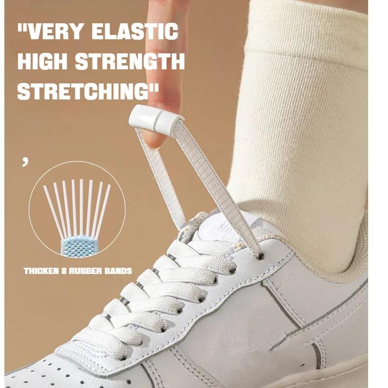 2Pair Elastic Laces Sneakers Magnetic Lock Shoelaces Without Ties Unisex Flat No Tie Shoelace Rubber Bands for Shoes Accessories