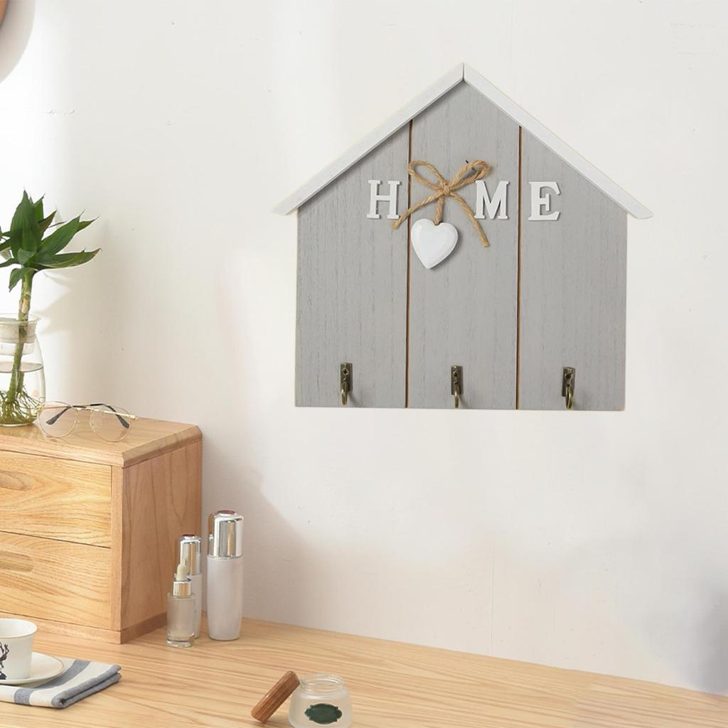 Wooden Key Holder Hat Rack 3 Hooks Wall Hanging Nordic Sturdy Rustic Wood Key