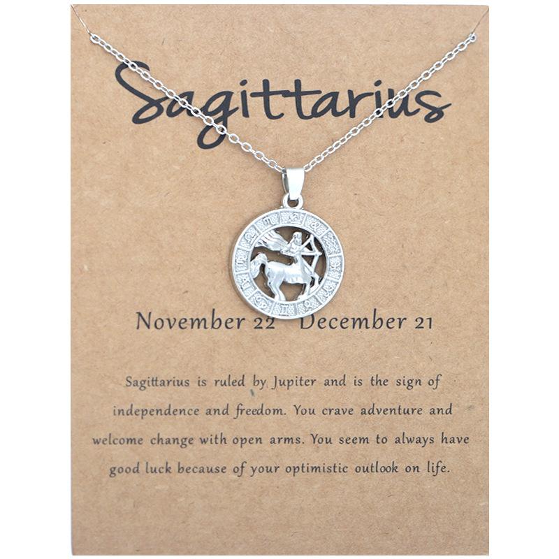 12 Zodiac Signs 3D Image Pendant Necklace Ins In Stock Zodiac Card Collarbone Chain