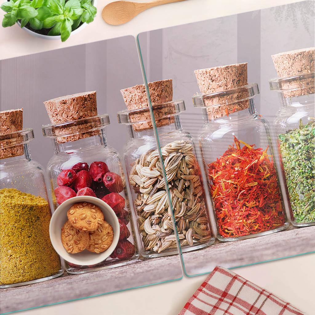 Tempered Glass Kitchen Boards with Graphics Colorful Spices 2x40x52 cm