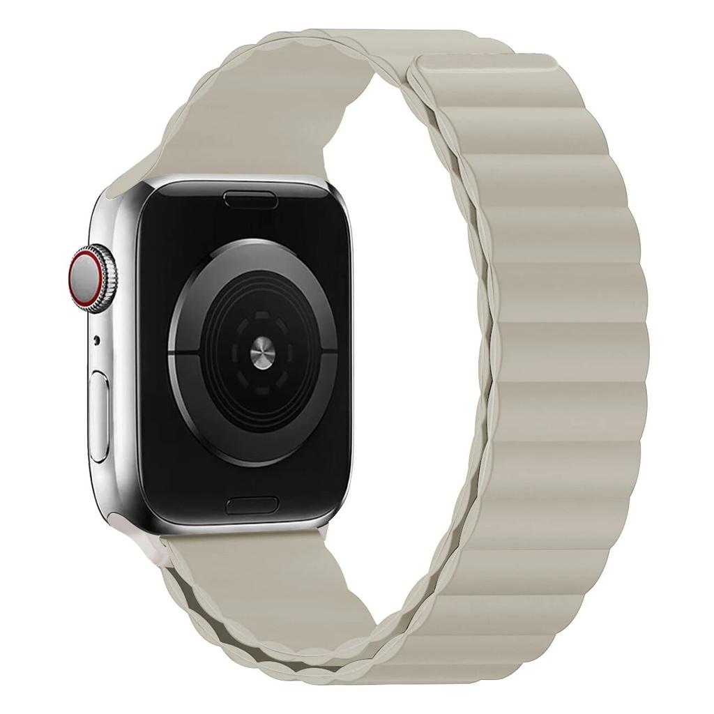 Ремешок для Apple Watch Band 44 мм, 40 мм, 45 мм, 41 мм, 42 мм, 38 мм, силиконовый браслет с магнитной петлей iWatch Series 8 7 Ultra 3 5 6 SE