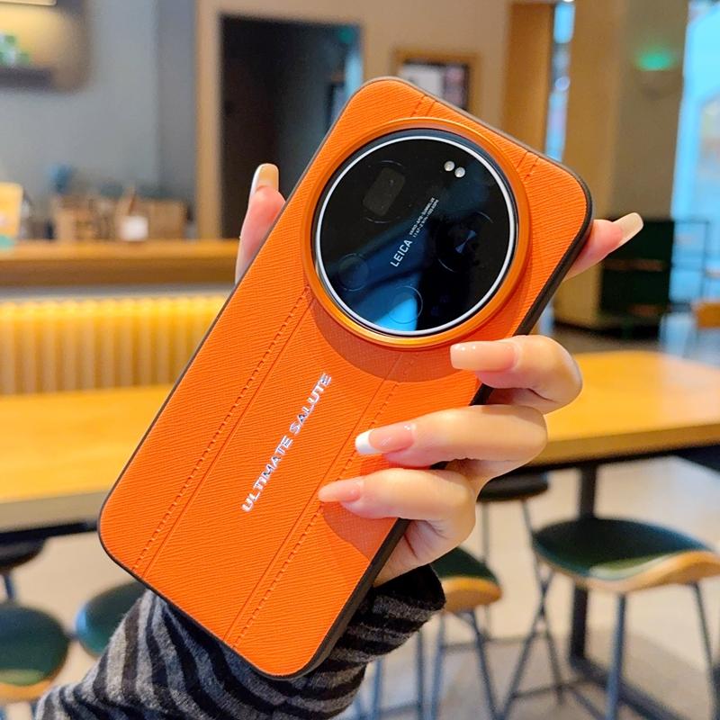 Роскошный Чехол-Дизайн из Кожи с Текстурой Крокодила Для Xiaomi 17 Ultra 17 Pro Max 17 15 14 Ультратонкий Оранжевый Кольцо Камеры Ударопрочный Чехол