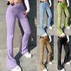 Women's Solid Color Tight High Waist Flared Trousers Elastic Casual Pants