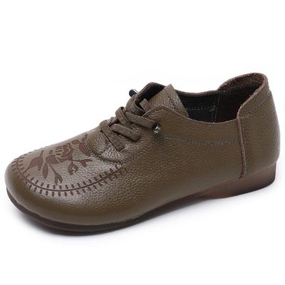 GKTINOO Женские балетки Весна Осень Круглый носок Кроссовки Натуральная коровья кожа Мягкая подошва Комфорт Повседневная обувь Женская