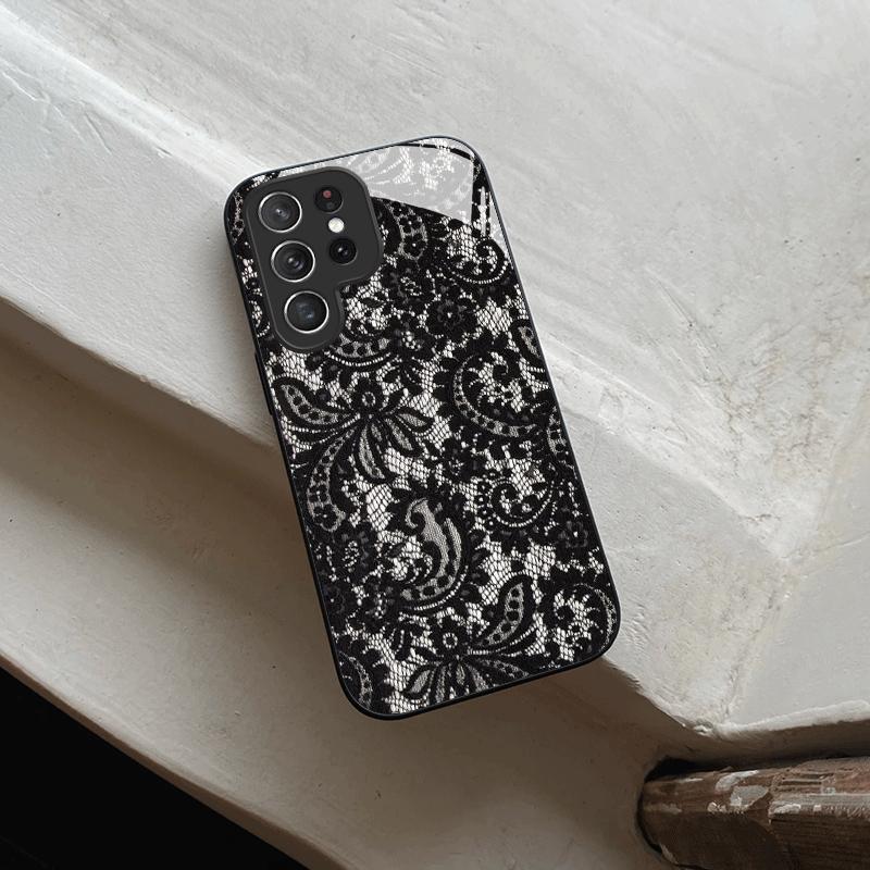 Стеклянный чехол для телефона с кружевным узором, подходит для Samsung Galaxy S26 S25 S24 S23 S22 S20 FE/Ultra/Plus, пылезащитный и ударопрочный