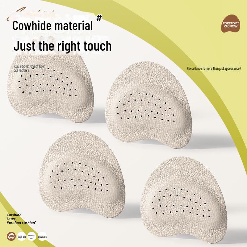 Ультрамягкие кожаные нескользящие впитывающие пот подушечки для передней части стопы для сандалий и каблуков - подушечка для защиты от боли половинного размера