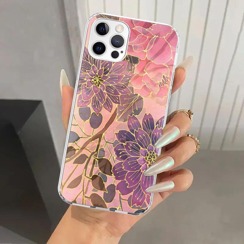 Красивый чехол для телефона с рисунком Роза Блеск для Iphone 17 Air 16 15 Plus 14 13 Mini 12 11 Pro Max 16E 7 8 SE 2020 Мягкий Funda Печать S