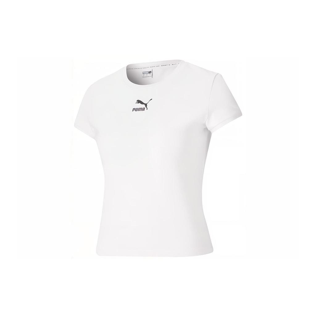 Puma Classics Breathable Casual Sports Crew Neck Short Sleeve T-Shirt Women Tops White 532562-02