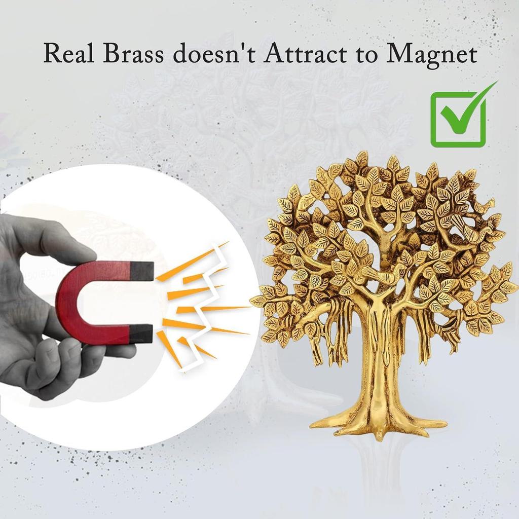 Дерево Калпаврикша Чистая латунь Птица Латунное Дерево Жизни Домашний декор Подарок на удачу Васту и Фэншуй Статуэтка