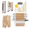 40-Piece Pottery Tool Set: Wooden & Silicone Clay Sculpting Tools, Impression Tools, Rolling Pin.