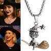 Подвеска Девочка-волшебница Ожерелье Ведьмина метла Винтажное длинное ожерелье Изысканная цепочка для свитера Хэллоуин