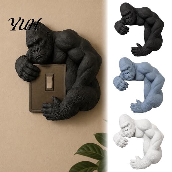 Animal Switch Plate Sculpture 3D Gorilla Panel Decoration, Orangutan Wall Light Cover, Decorative Cover for Home Bedroom Living Room Decor