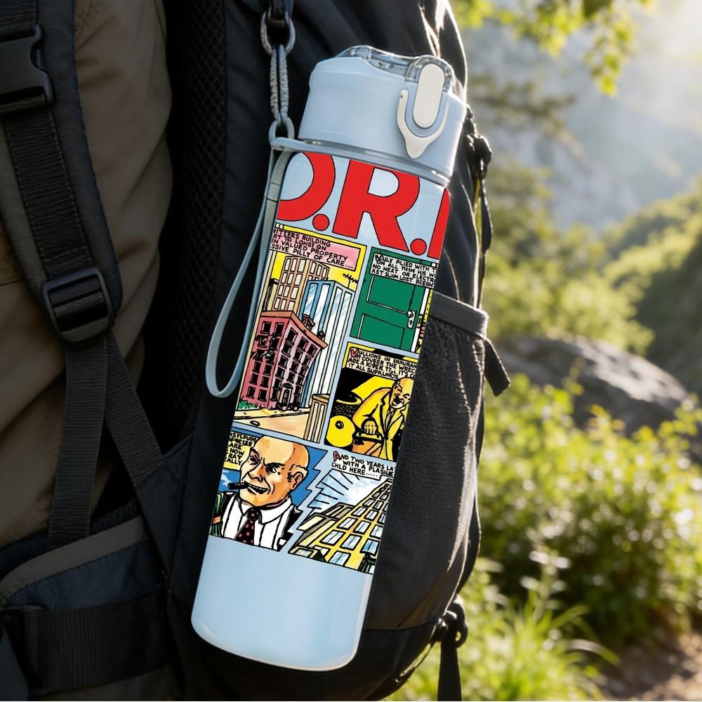 1PC Colorful Comic Strip 750ml sports water bottle leakproof straw lid outdoor office home