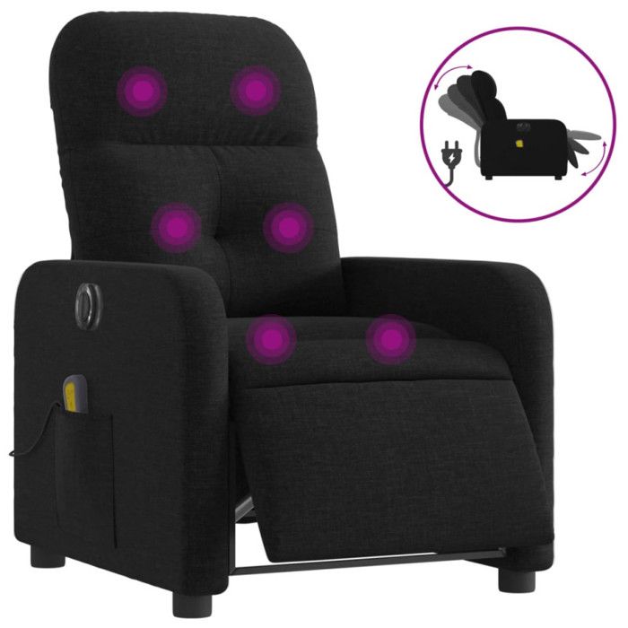 VidaXL Fauteuil de Massage Inclinable Électrique, Chaise de Relaxation avec Dossier et Repose-pied Réglables, Siège de Salon 3206788