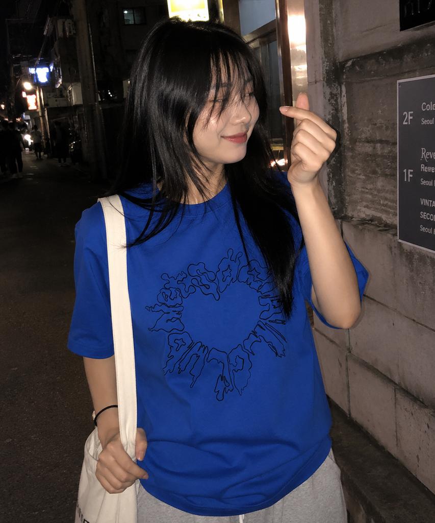 NET SOCIAL CLUB Outer Heart Tee (Ocean Blue)