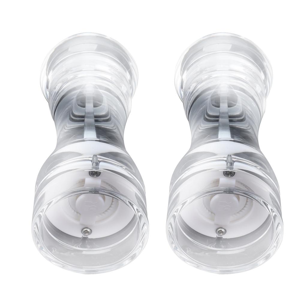 2Pcs Acrylic Manual Grinder Transparent Pepper Salt Mill Spice Jar Grinder Kitchen Grinding Tool6in
