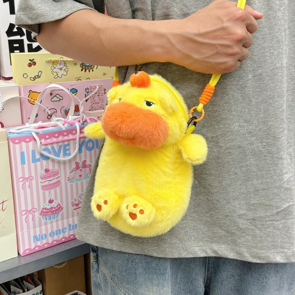 Persimmon Capybara Plush Crossbody Bag Phone Pouch Cartoon Plush Shoulder Bag Stationery