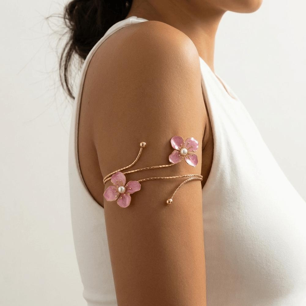 Bohemian Open Arm Bangle Drip Oil Armband Exquisite Flower Bracelet Hand Jewelry