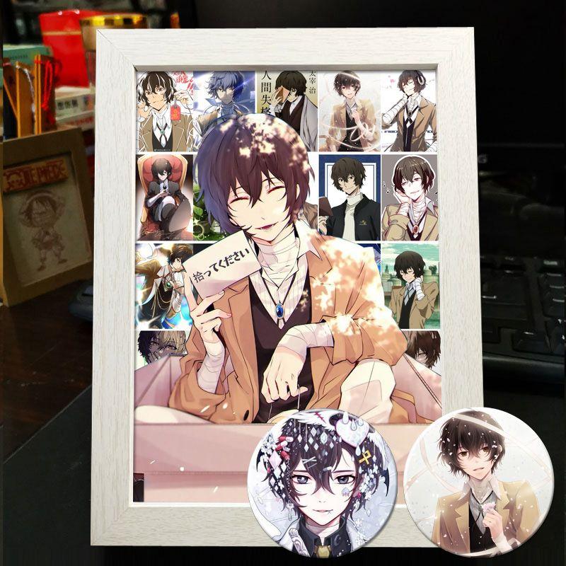 Рамка для фото в стиле аниме Bungo Stray Dogs: Дазай Осаму, Рюносуке Акутагава, Накахара Чуя - готовый стенд для фотоколлажа в подарок