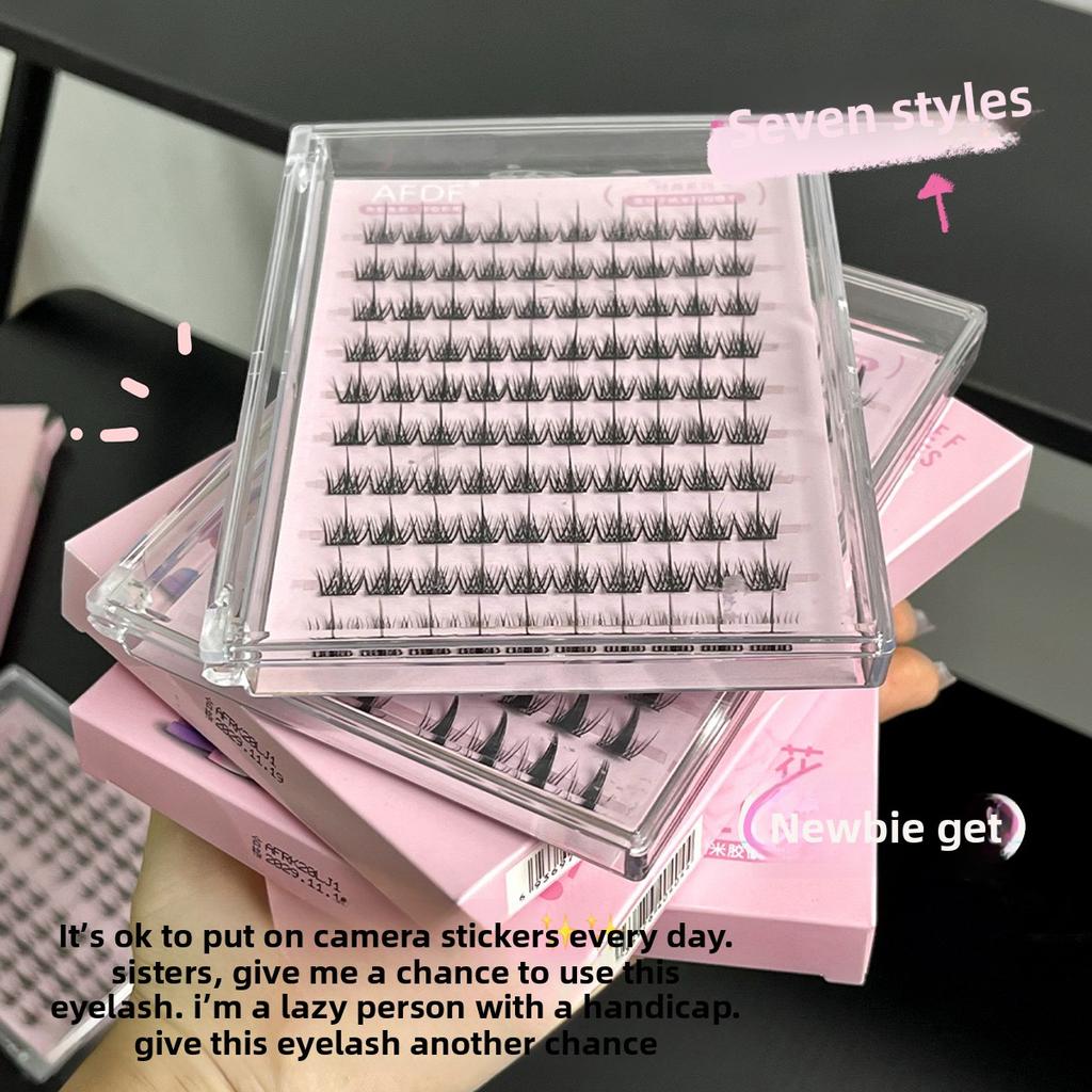 Camellia Nano-glue False Eyelashes Large Capacity 10 Rows Lazy Cat Elf Natural Thick Glue-free False Eyelashes