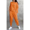 Women's Solid Color Round Neck Long Sleeve Suit,Women's Pocket Pants Long Pants Women's Suit