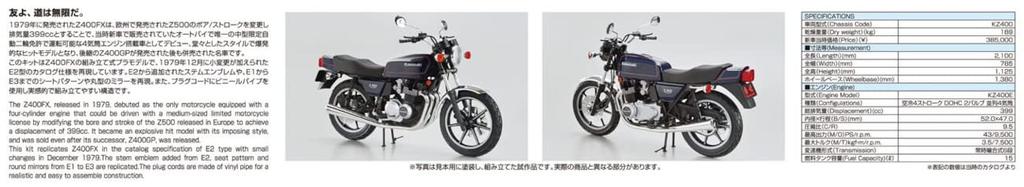 Aoshima Bunka Kyozaisha The Bike Series Kawasaki KZ400E Z400FX 1979 года, пластиковая модель 1/12 № 34