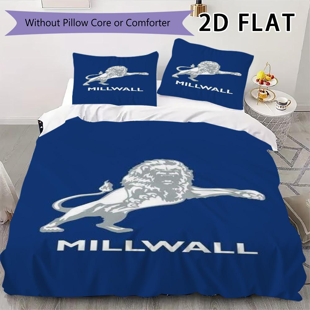 Постельное белье с узором Millwall FC Комплект пододеяльника Наволочка Домашний Декор Подарок на День Рождения (1 пододеяльник + 2 наволочки без наполнителя)