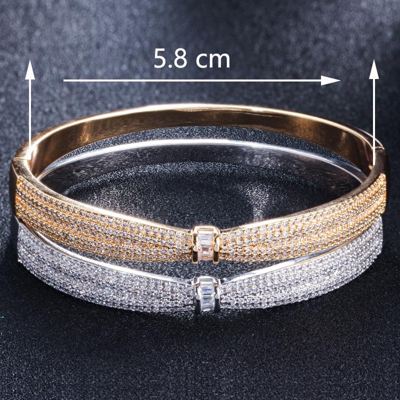 Браслет CMM со сверкающим цирконием AAA желтого золотого цвета с открытой манжетой