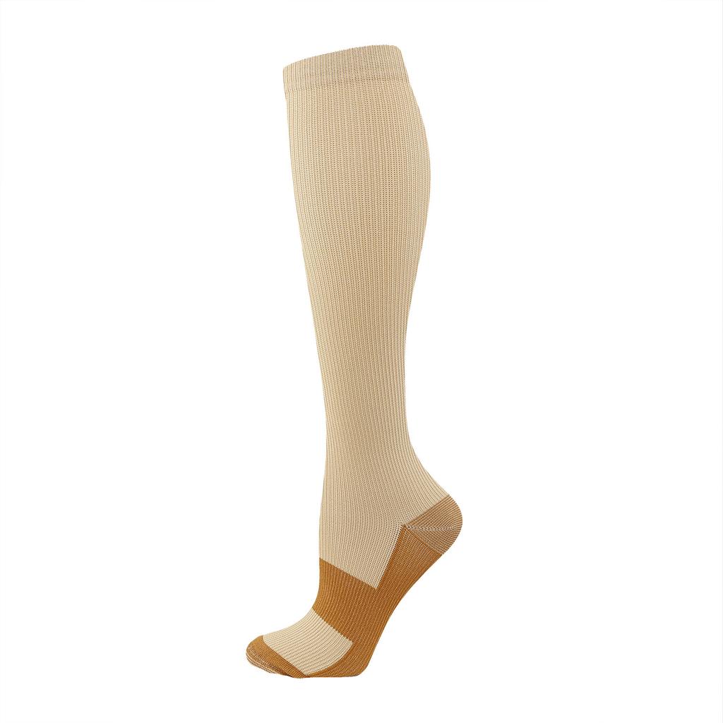 Cross-Border Solid Color Knee-High Sports Compression Socks Copper Ion Elastic Socks Outdoor Cycling Socks
