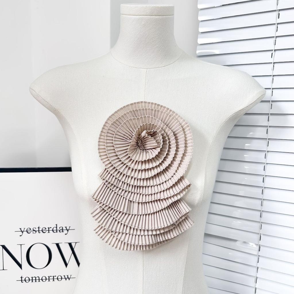 Нежный многоцветный шифоновый цветок многослойная плиссированная тканевая наклейка крафт цветок свадебное платье платье топ декоративные аксессуары