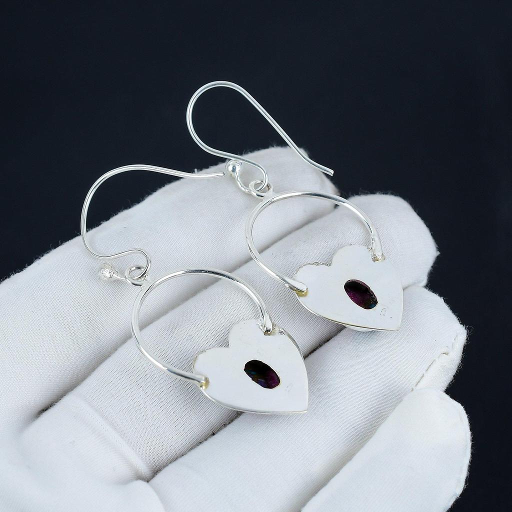 Серьги-сердечки из натурального розового камня Kingman Spiny Oyster, серьги из стерлингового серебра 925 пробы, серьги-подвески из серебра ручной работы в стиле бохо, подарок на Пасху