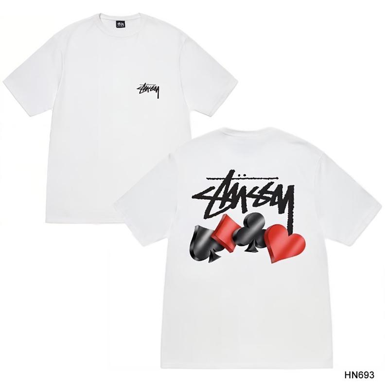 Stussy Летняя новая футболка из высококачественного хлопка с круглым вырезом для мужчин и женщин 2025 года, классический логотип с новым рисунком, парная футболка