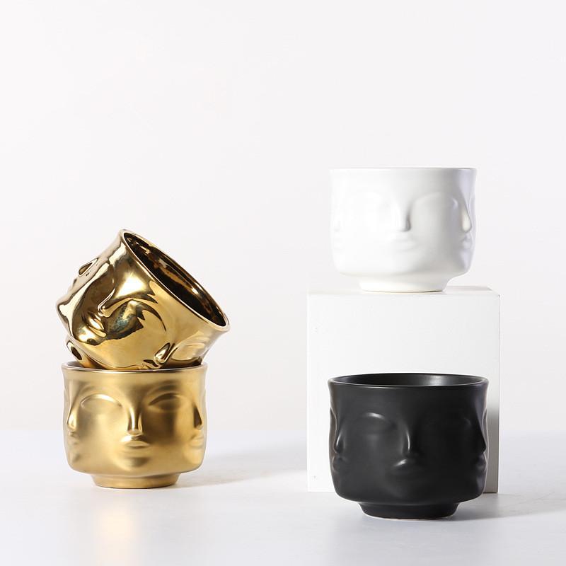 Creative Human Man Face Flower Vase Home Decoration Accessories Modern Ceramic Vase Flowers Pot Planters