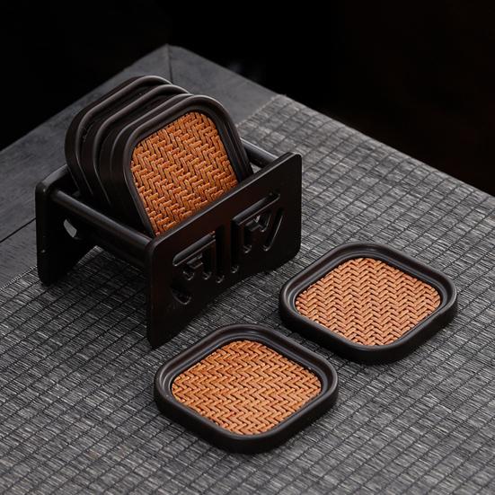 6 шт. Изолированные подставки Теплоизоляционная ротанговая подставка Защита от ожогов Нескользящие Квадратные Подставки для чайных чашек Многофункциональные Подставки для кофейного столика