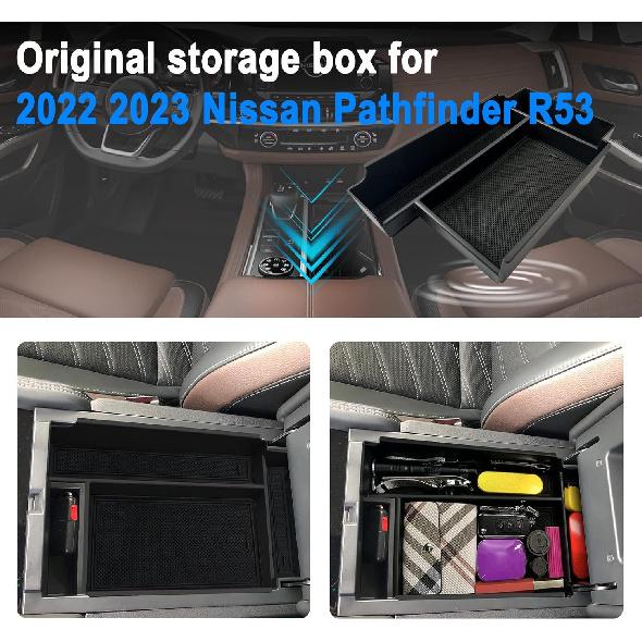 SHAOHAO For 2024 2025 Nissan Pathfinder Center Console Organizer Tray 2024 2025 Pathfinder S/SV/SL/Rock Creek/Platinum Armrest Storage Box Tray