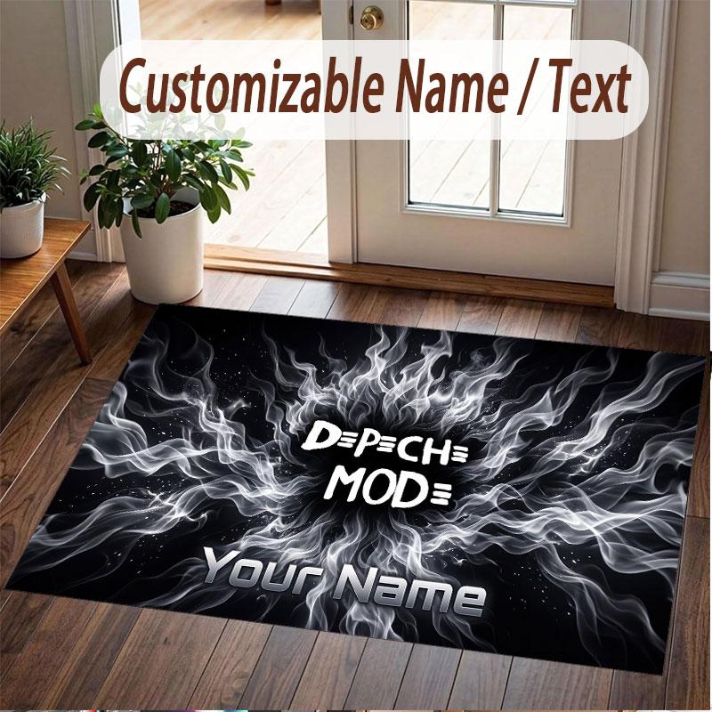 Custom Rug Depeche Mode Pattern Print Name Text Soft Non‑Slip Floor Carpet for Home Indoor Decoration