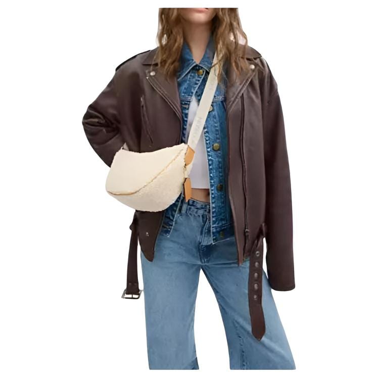 COACH Shearling Crossbody Bag, Shoulder Bag Large Women's Ecru CY660-IMNAT