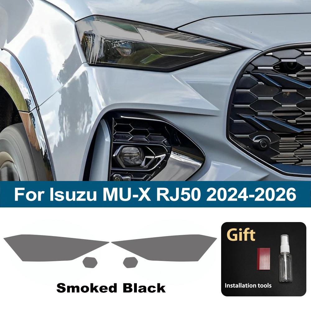 Защитная пленка PPF из ТПУ с защитой от царапин для фар Isuzu MU-X RJ50 2025-2026, комплект защитной пленки из винила с высокой степенью глянца, дымчато-черный, предварительно вырезанный